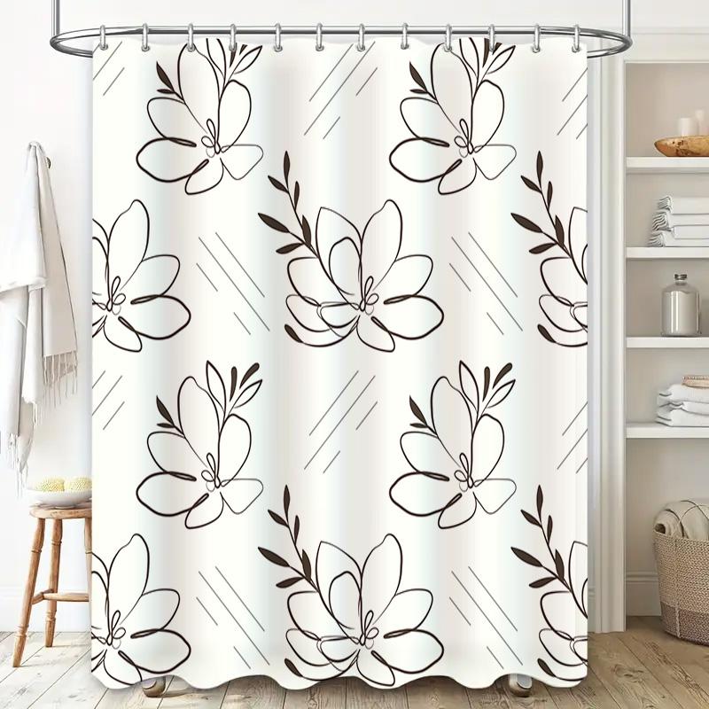Modern Bath Curtain Floral Print Decorative Shower Curtain For Bathroom Waterproof Home Decoration