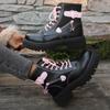 Girls Pink Love Martin Boots Women's 2025 Autumn Thick-soled British Style Student Short Boots Show Small Lace-up Single Boots Tide
