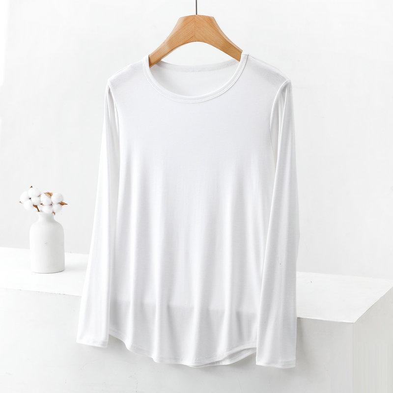 

2023 Женская хлопковая футболка с круглым вырезом и длинными рукавами больших размеров - свободный крой для весны и осени 8XL