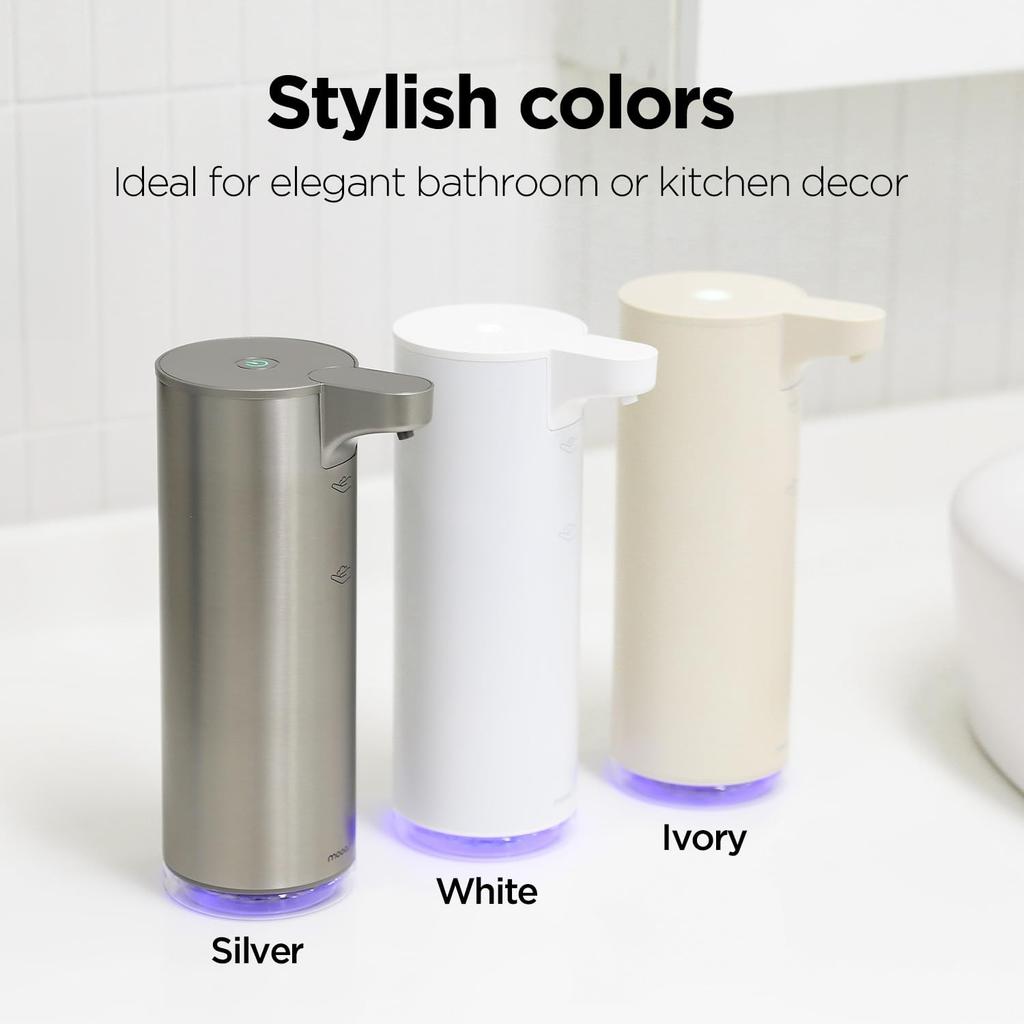 mooas Automatic Foaming Soap Dispenser - Pure & Clean Touchless Hand Soap Dispenser, Stainless Steel, USB Rechargeable, Hands-Free Dish Soap Dispenser