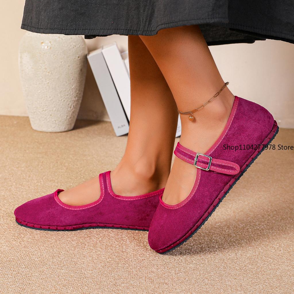 Móda 2025 Retro Mary Janes Baleríny Dámské Černé Páskové Mělké Ležérní Baletky Dámské Jarní Podzimní Plátěné Mokasíny