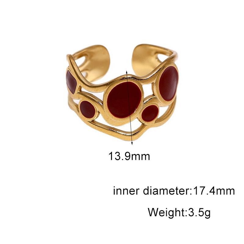 Women s Geometric Enamel Stainless Steel Open Ring - Light Luxury Titanium Steel Jewelry