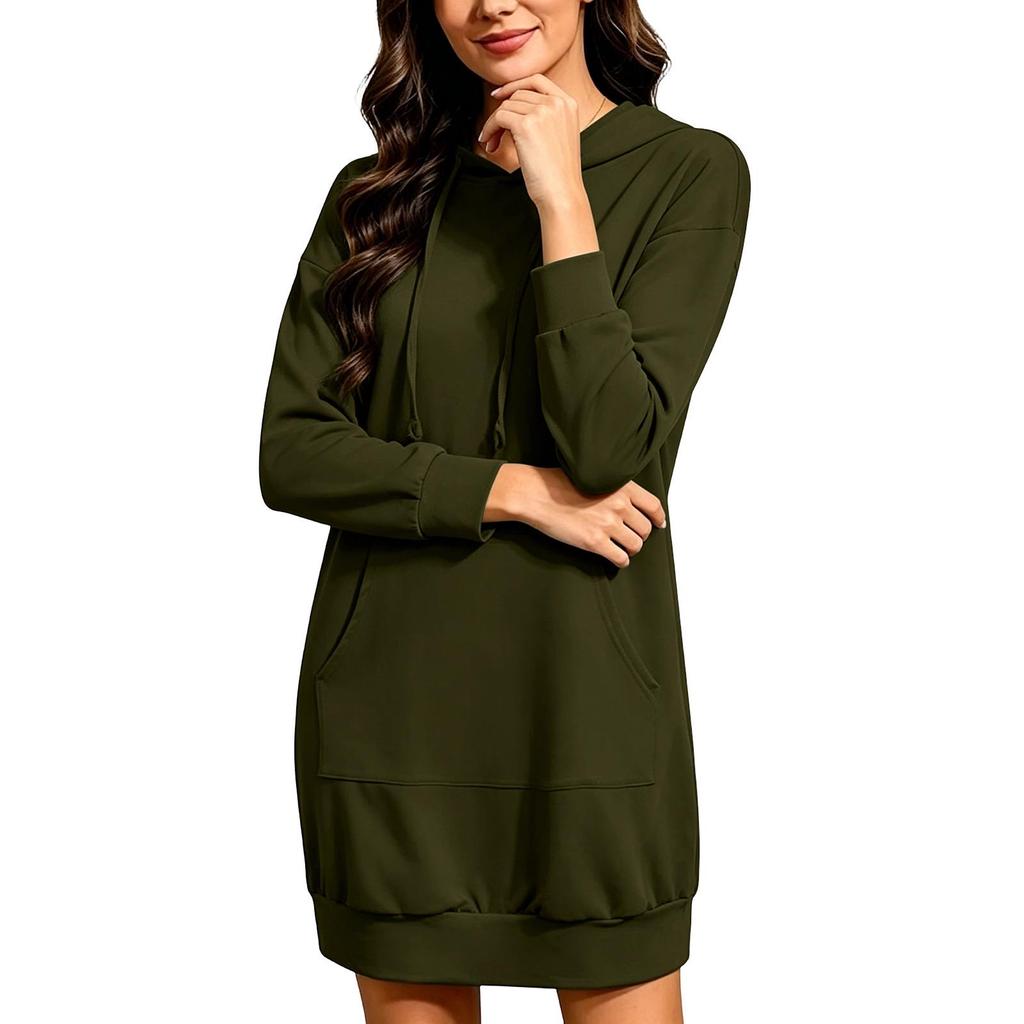 2026 European & American Women's Casual Long-Sleeve Hoodie Dress