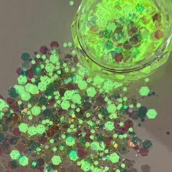 Yousheng 1 Box Luminous Nail Sequins Women Fluorescent Nail Glitter Flake Nails Art Decoration Manicure Accessories for Home Use