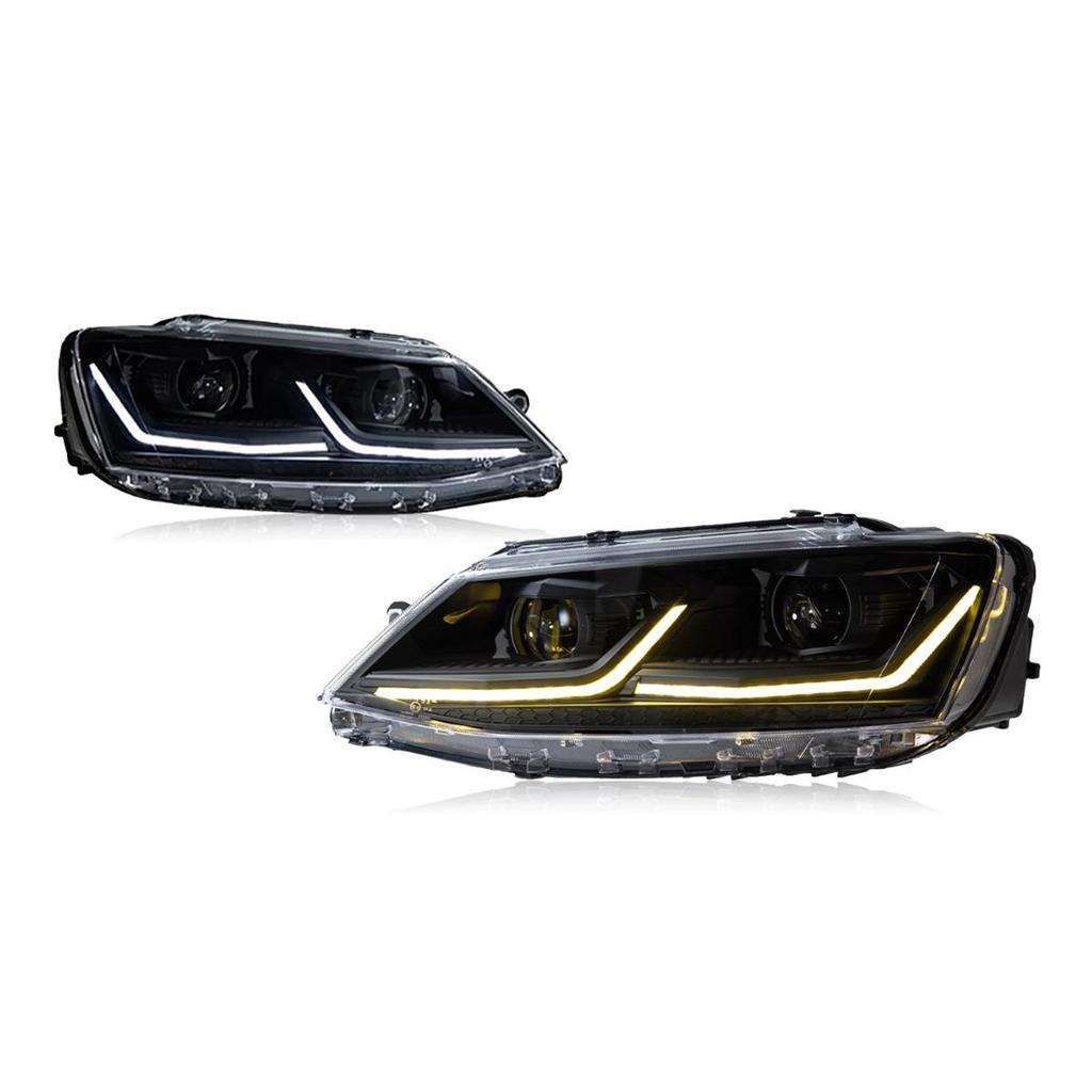 LED Projector Headlights with DRL & Flowing Turn Signals for 12-18 VW Sagitar