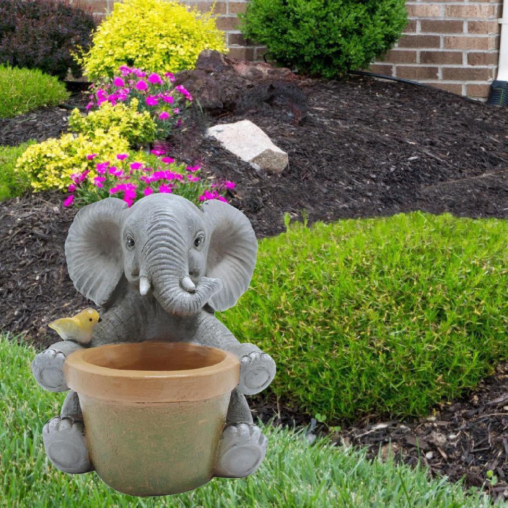 Elephant Planter Art Piece Collectible for Small Plants In Patio Or Garden