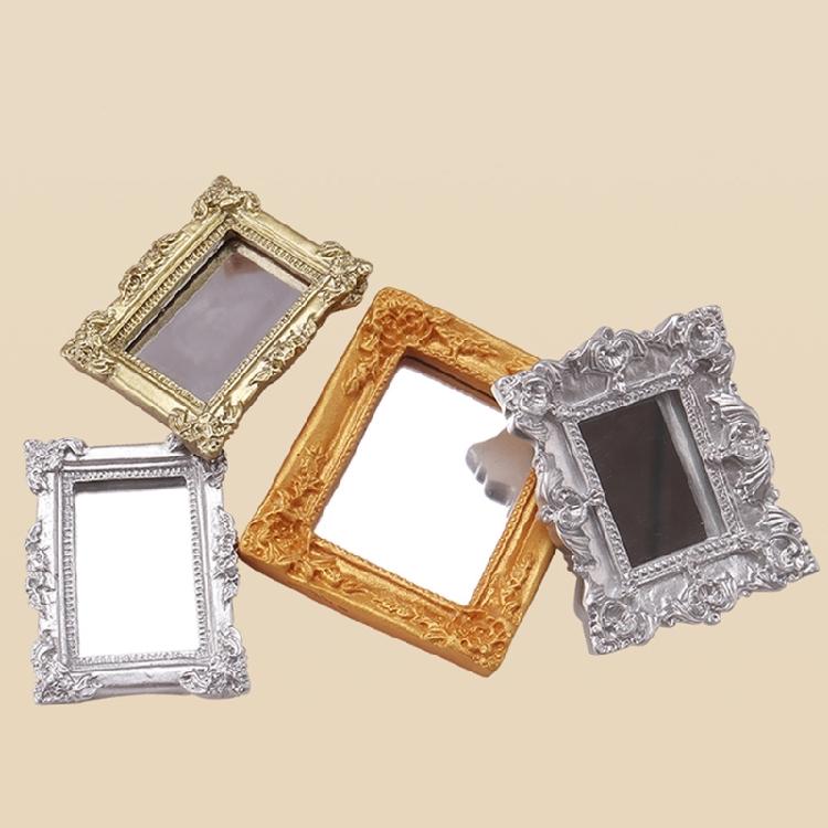 Classical Doll House Furniture Mirror PVC Child Safe Design Pretend Play Decorative Collectible Item for Scene Display