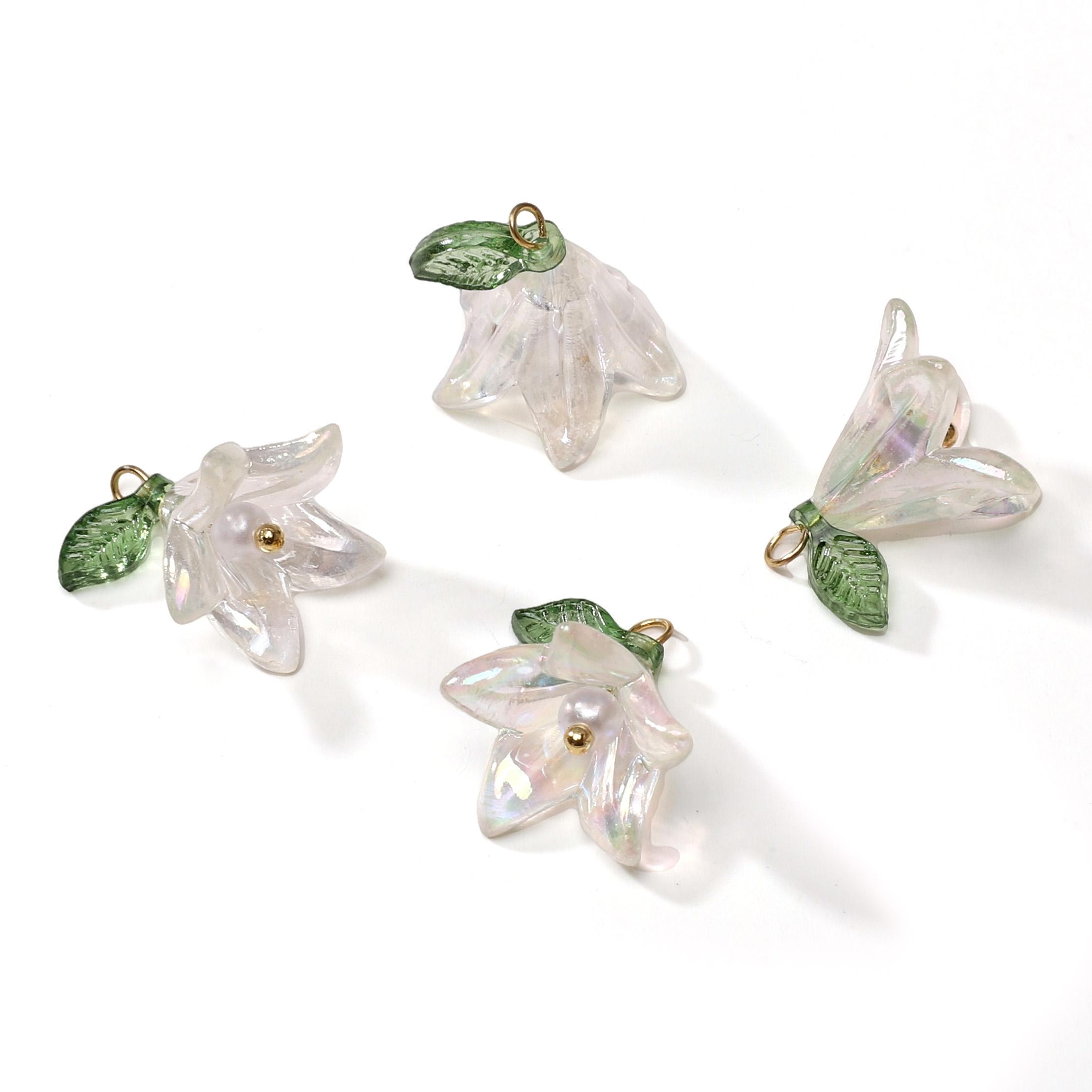 

2/10 шт. Подвеска из жемчуга Лилии Акриловые бусины для DIY ожерелья, браслета, серег, изготовления ювелирных изделий, аксессуары для рукоделия 10pcs белый