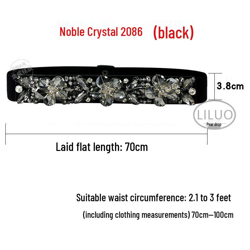 Crystal Rhinestone Elastic Waist Belt for Women's Dresses and Sweaters