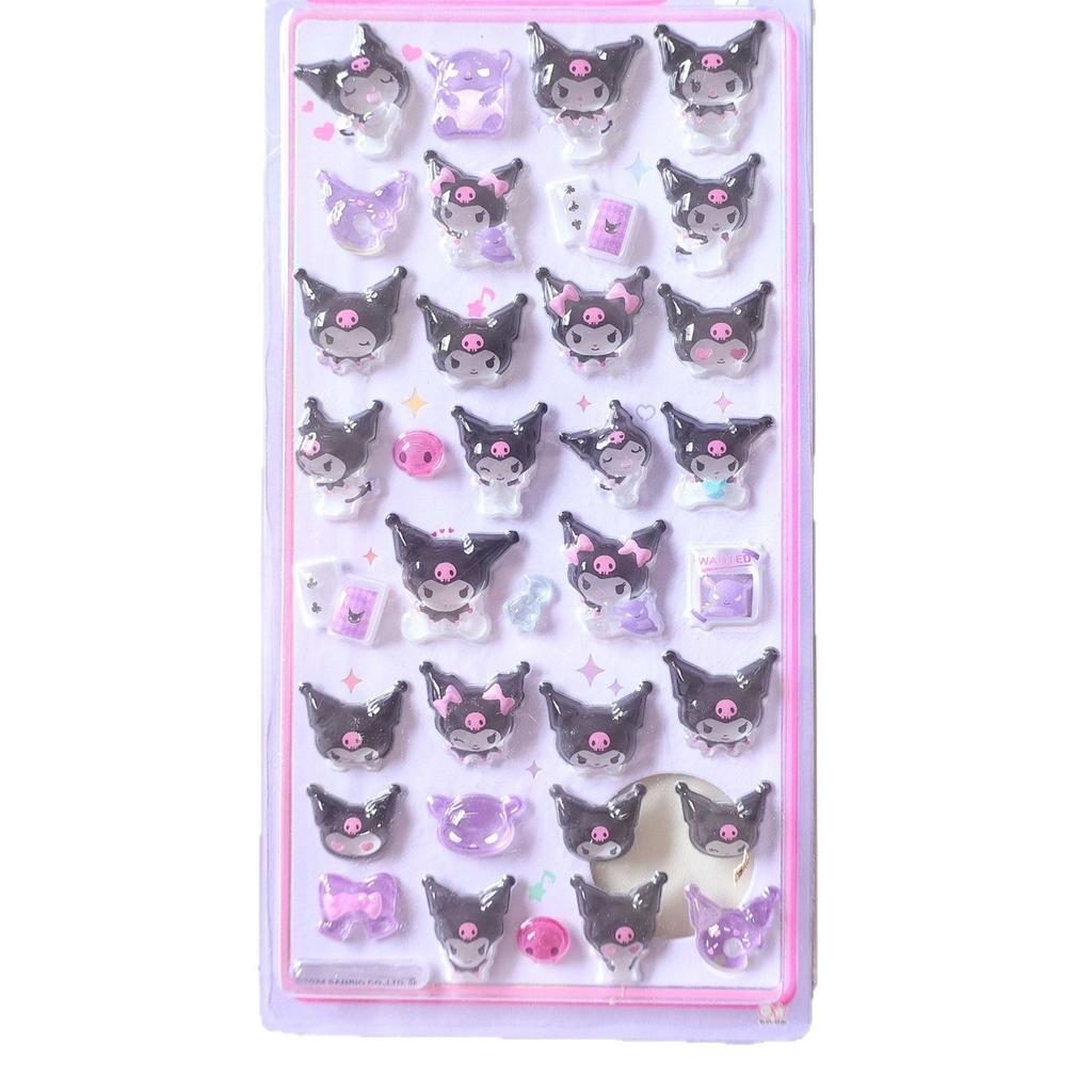 Hello Kitty Kuromi Cinnamoroll 3D Jelly Sticker Kids Kawaii Transparent Paster Phone DIY Decoration Classic Toys Children Gift
