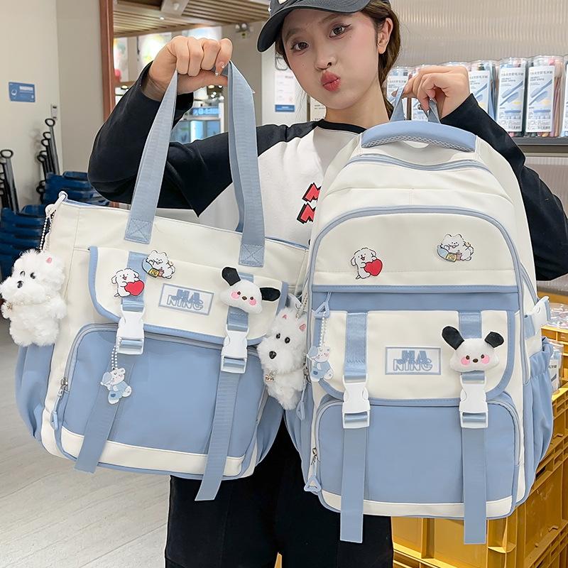 Children's Schoolbags Elementary School Students  Girls Junior High School Students  Large Capacity  High Appearance  Two Piece Backpack