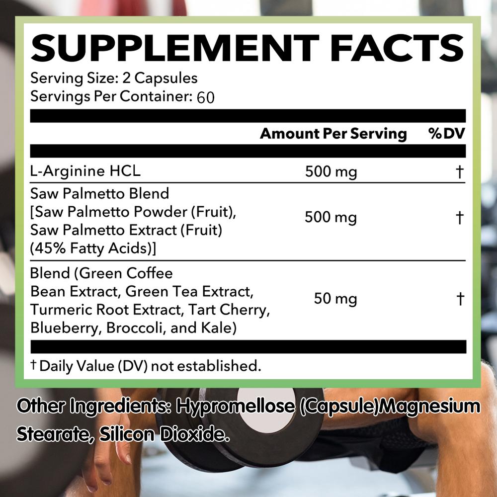 L-arginine and saw palmetto 120 capsules