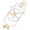 Ocean Style Multi-Layer Anklet Set, Imitation Starfish & Shell Pendants, Faux Pearl Beaded Anklet, Beach Vacation Accessory