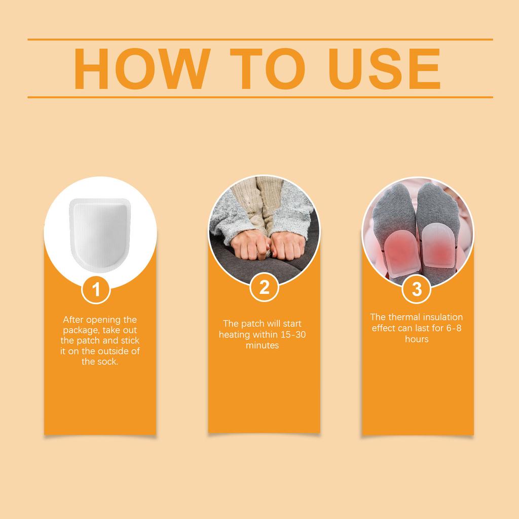 Toe Warmer Pads for Cold Feet Relief 8Hour Heat Thin and Comfortable Toe Warmers Heat Pads 10PCS Bag