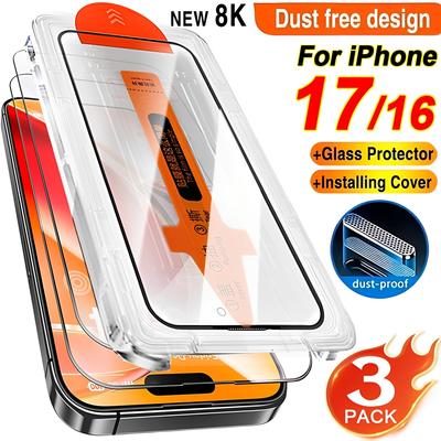3 STÜCK Staubfrei Einfache Installation Displayschutzfolie Für iPhone 17 16 Pro Max/17 Pro/17 Air 16 Plus HD Gehärtetes Glas Kratzfeste Folien