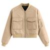 Ladies' Solid Color Fashionable Large Pocket Long Sleeved Zipper Casual Top  Jacket Jacket