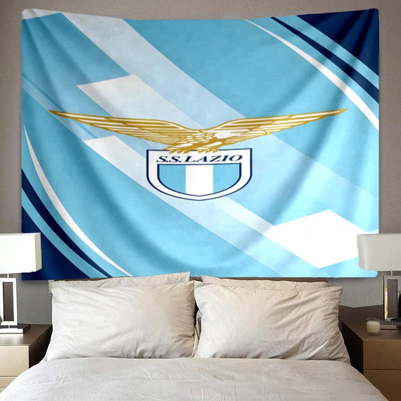 Lazio Football Crest Printed Tapestry, Fabric Tapestry Wall Hanging Decoration for Bedroom, Living Room, Dorm Room Home Party Fan Gifts