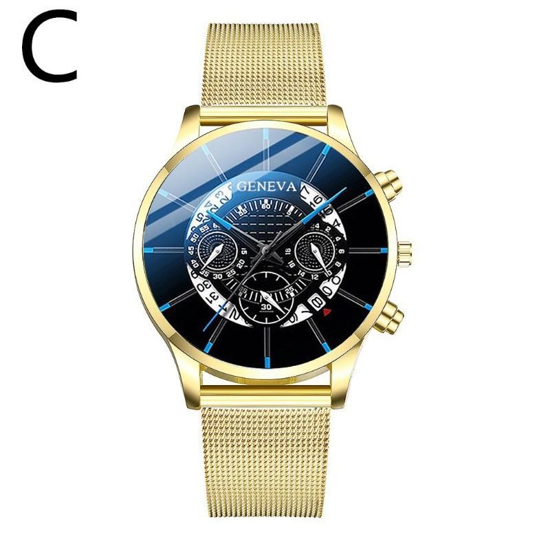 Alloy Mesh Belt Watch, Three-Eye Ultra-Thin Mesh Belt Fashion Casual Steel Belt Quartz Watch Men