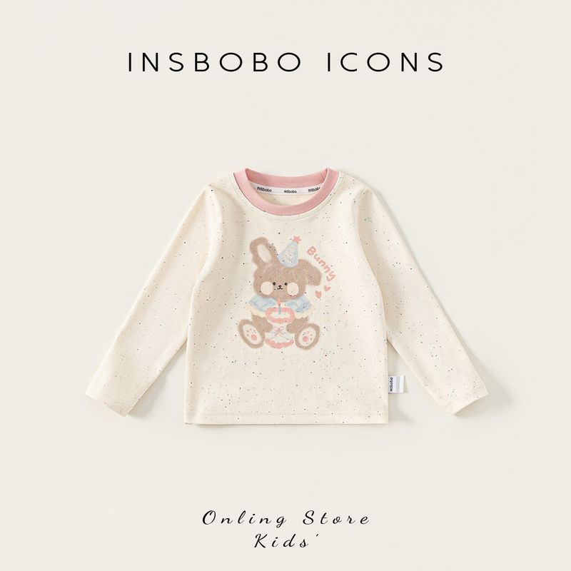 Insbobo Girls  Long-Sleeved T-Shirt Spring New 2026 Children s Stylish Top for Girls, Spring and Autumn Trendy Clothes Apricot color((Spring and Autumn Collection)) 80