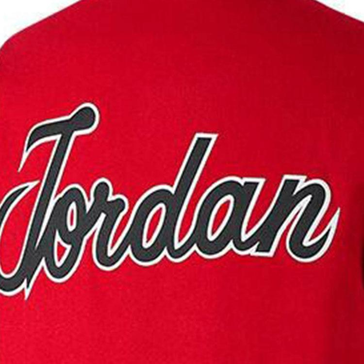Jordan Spliced Design Front Six-Championship Print Single-Breasted Baseball Jacket Men Jacket Red BQ5166-657