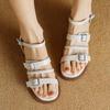 Sandals for Women's Summer Soft Sole Not Tired Feet Thin Strip with Thick Heel Roman Sandals Women French Retro Womens Shoes