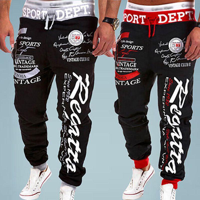 Classic Men's Letter Sport Sweat Pants Jogging Jogger Trousers Tracksuit Bottoms With Stylish Drop Crotch Design