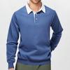 Men Spring Fall Top Turn-down Collar Loose Pure Color Long Sleeves