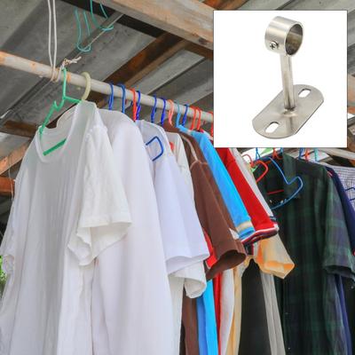 2Pcs Heavy Duty Ceiling Mount Rod Holders Stainless Steel Balcony Shower Curtain Closet Rod Socket Universal Wall Mount Holder