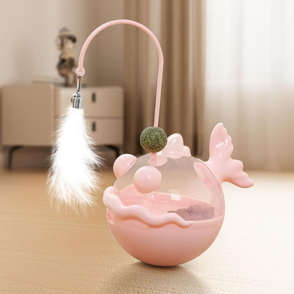 Cat Puzzle Feeder Indoor Kitten Catnip Ball Teaser Interactive Treat Dispenser Toy For Mental Stimulation Boredom Relief