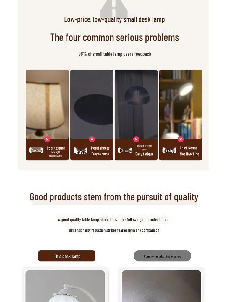 Lampă de birou de noptieră Nordic Cream - Iluminat în stil inimă de fată pentru atmosfera dormitorului