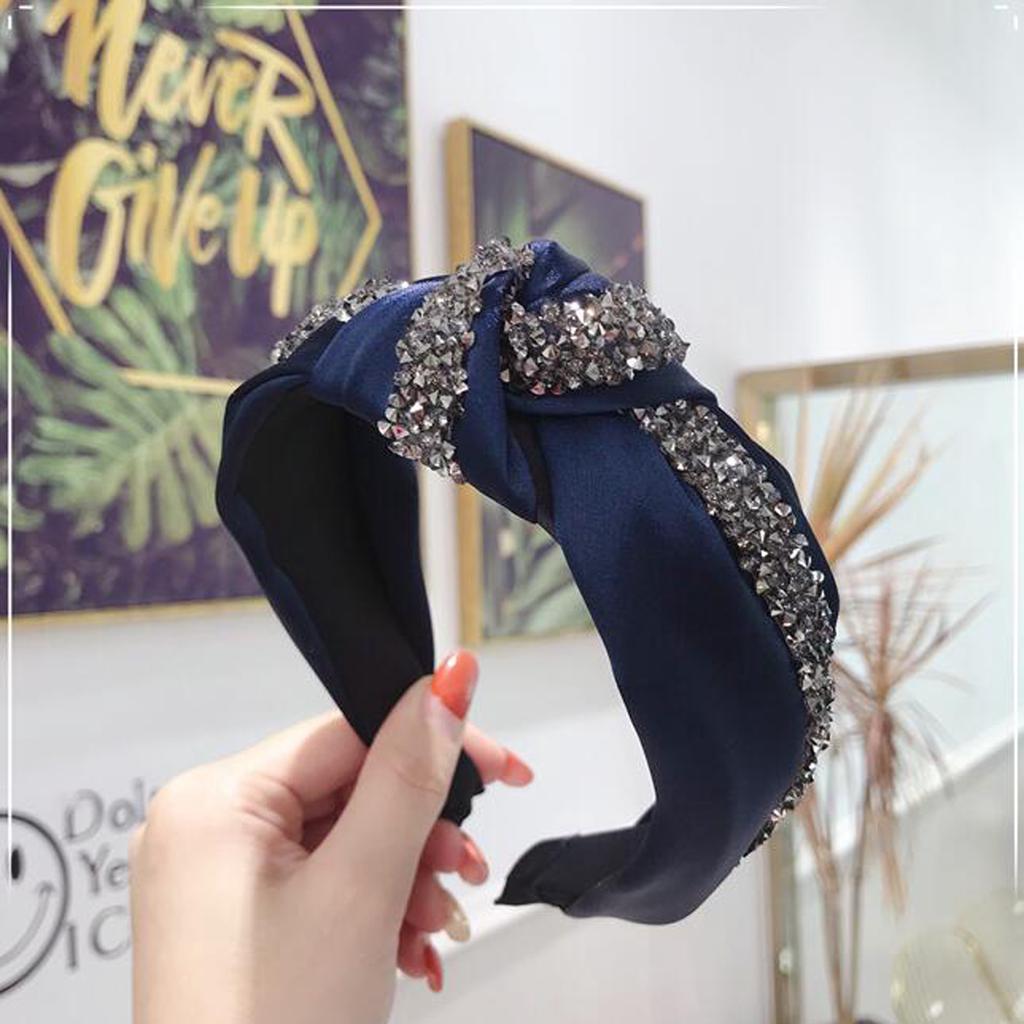Neue Mode Strass Haarband Damen Einfarbig Breitseitiges Stirnband Mittelknoten Turban Mädchen Herbst Winter Haaraccessoires Kopfschmuck