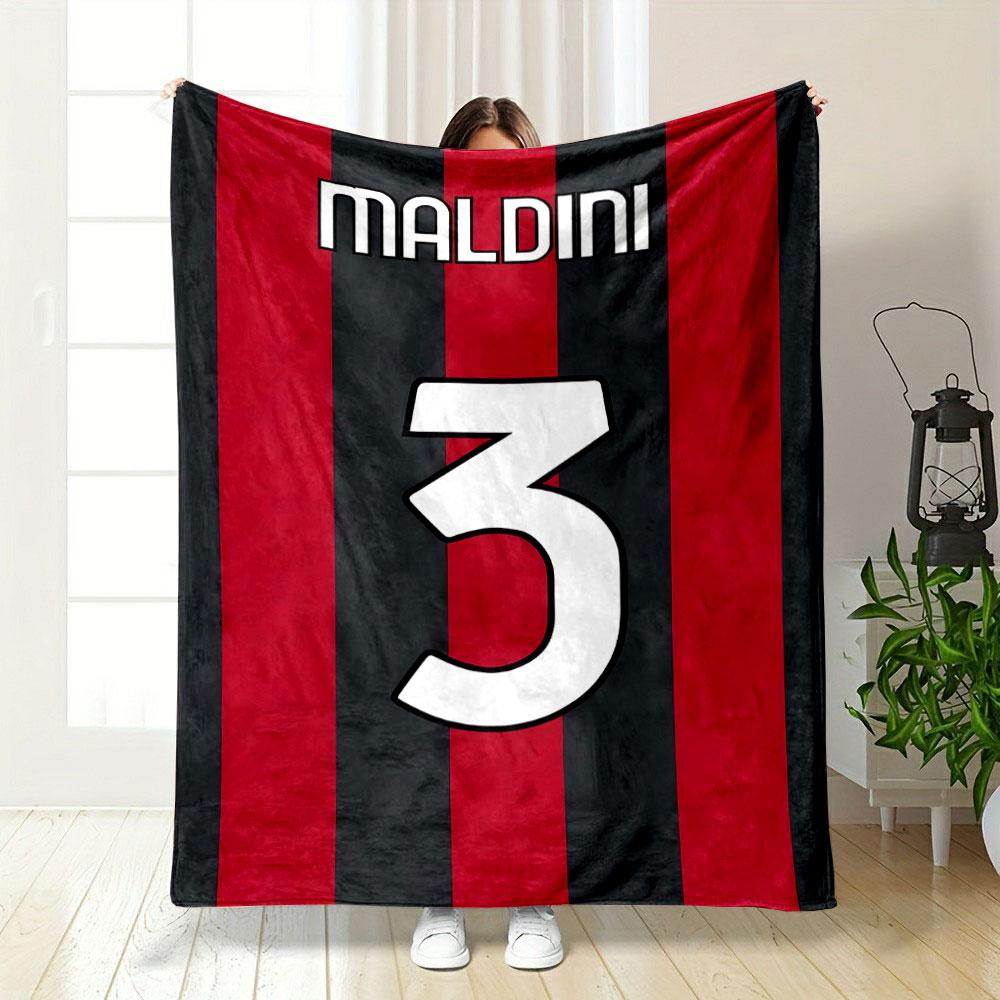 Red and Black Vertical Stripes, with a Bold White Number "3" and Text Above. for All Seasons Blanket Lunch Break Throw Gift