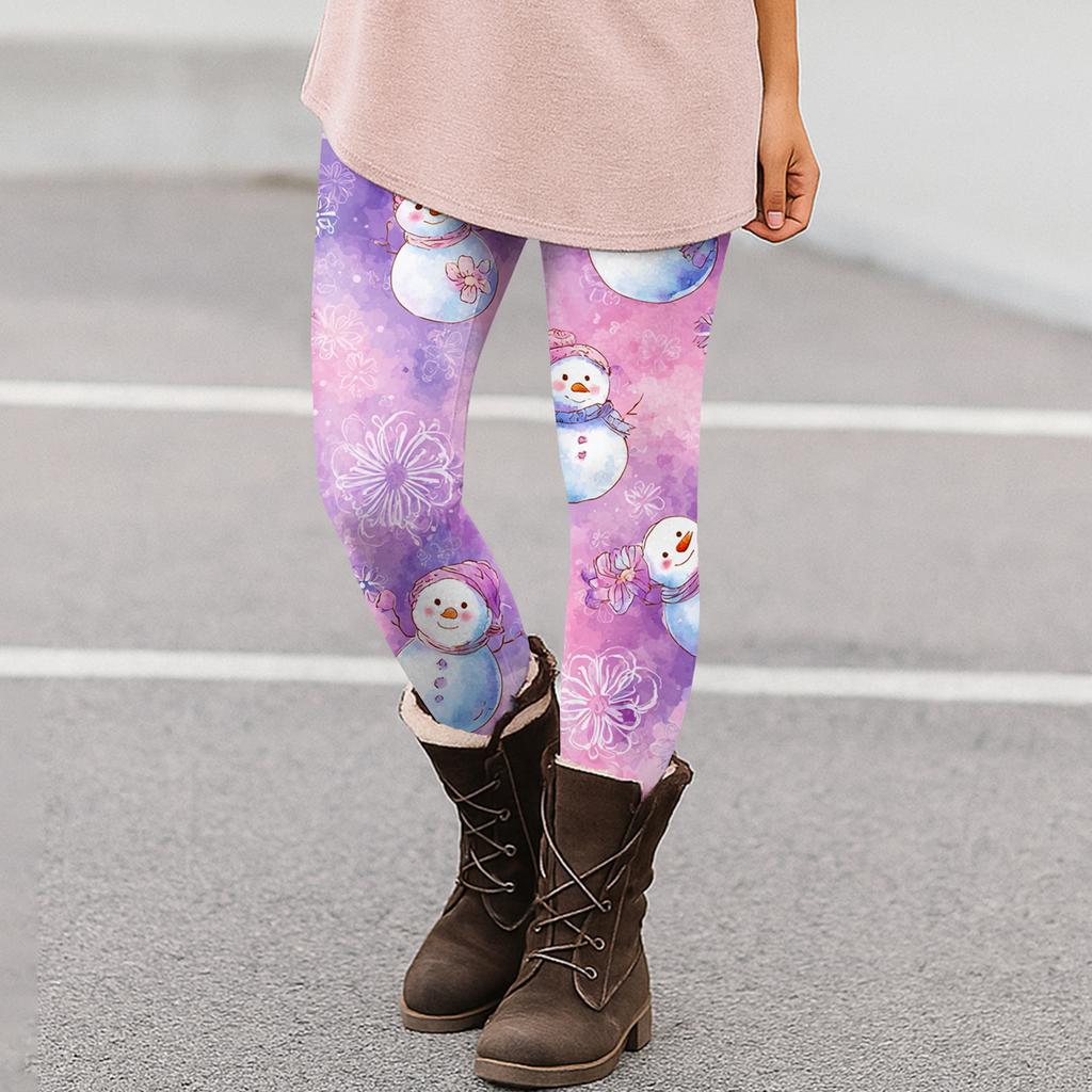 Women's Christmas Print Slim Fit Elastic Yoga Casual Pants