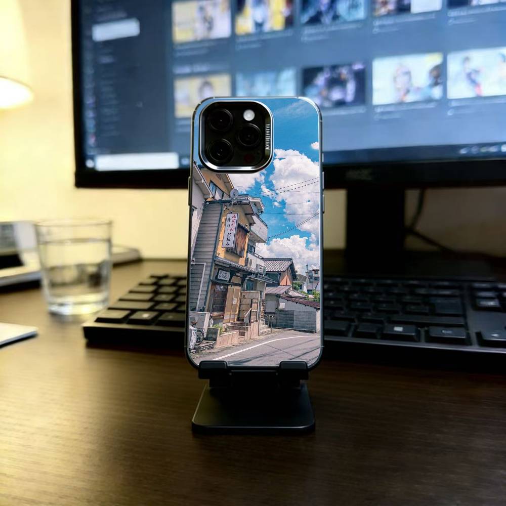 Japanische Züge und Stadtansichten Handyhülle Für iPhone 17,16,15,14,13,12,11 Plus,Pro Max,XS,Farbige Silberbeschichtete Innenabdeckung