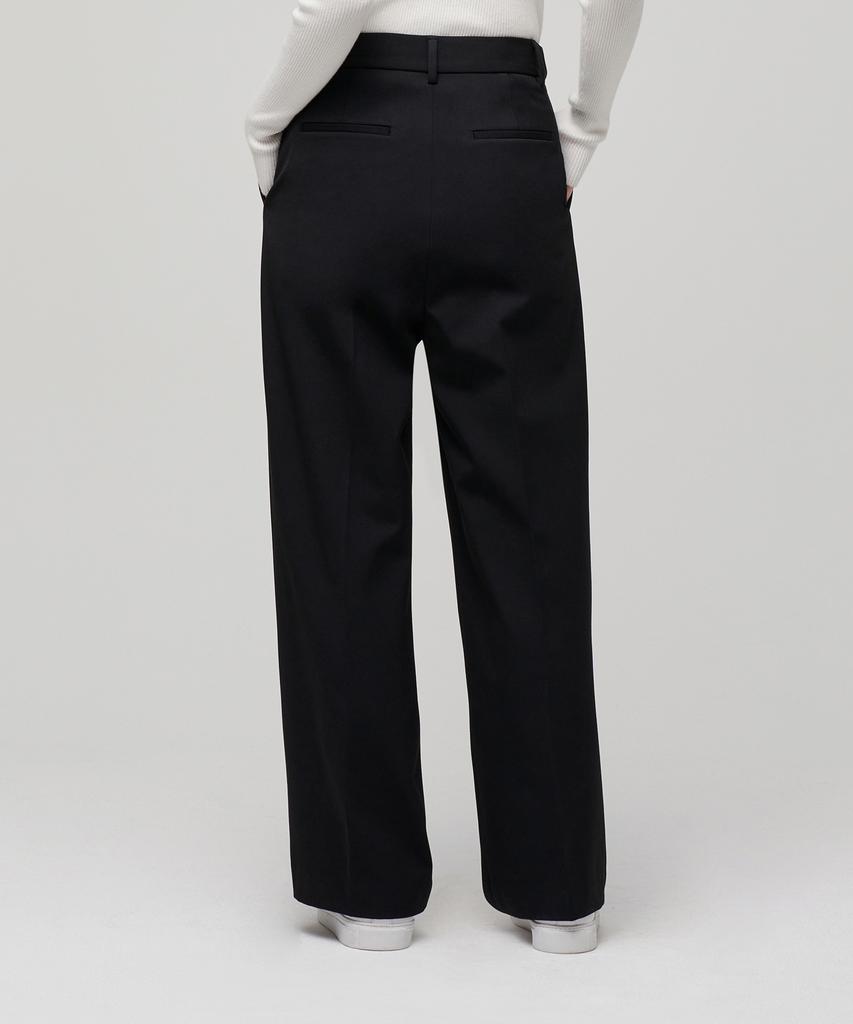 MUSINSA STANDARD WOMAN Women'S Heavyweight Fleece-Lined High-Waisted Wide Hidden Elastic Waist Slacks [Black]