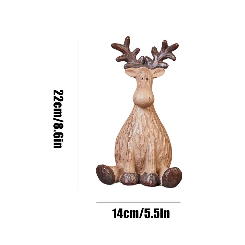 Reindeer Figurines Desktop Ornament Christmas Elk Statue Collectible Resin Reindeer Sculpture for Bookshelf Bedroom Table Shelf