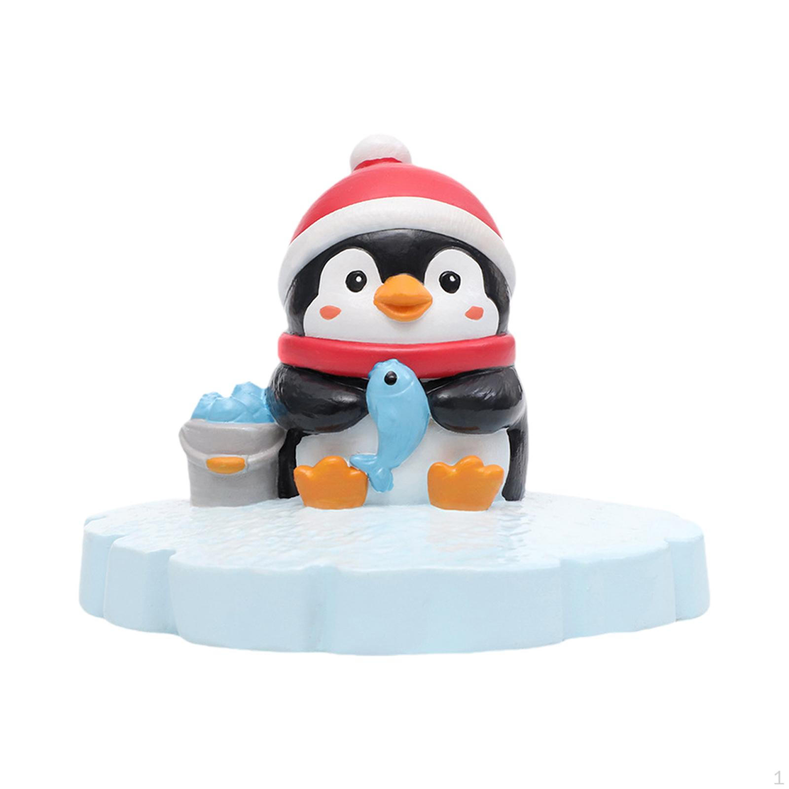 

Cartoon Penguin Figurine Garden Statue Landscape Ornament Miniature Can Float on Water Resin Reading