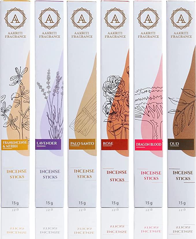 

Ароматические палочки AAKRITI Incense Natural Masala, Ассорти из шести штук (Набор 1)