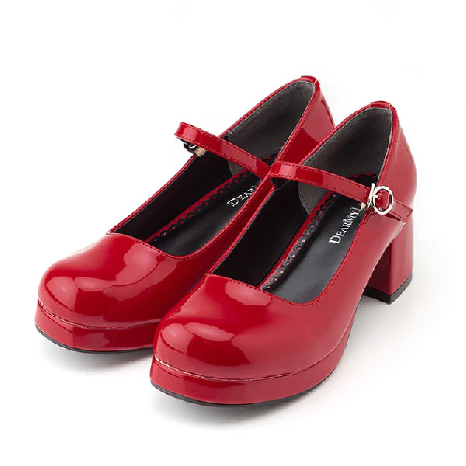 

Yumetenbo Women s Lolita Pumps, Landmine Style, Mass-Produced Shoes, Yumetenbo 531045, Enamel Red, Size 21.0 cm