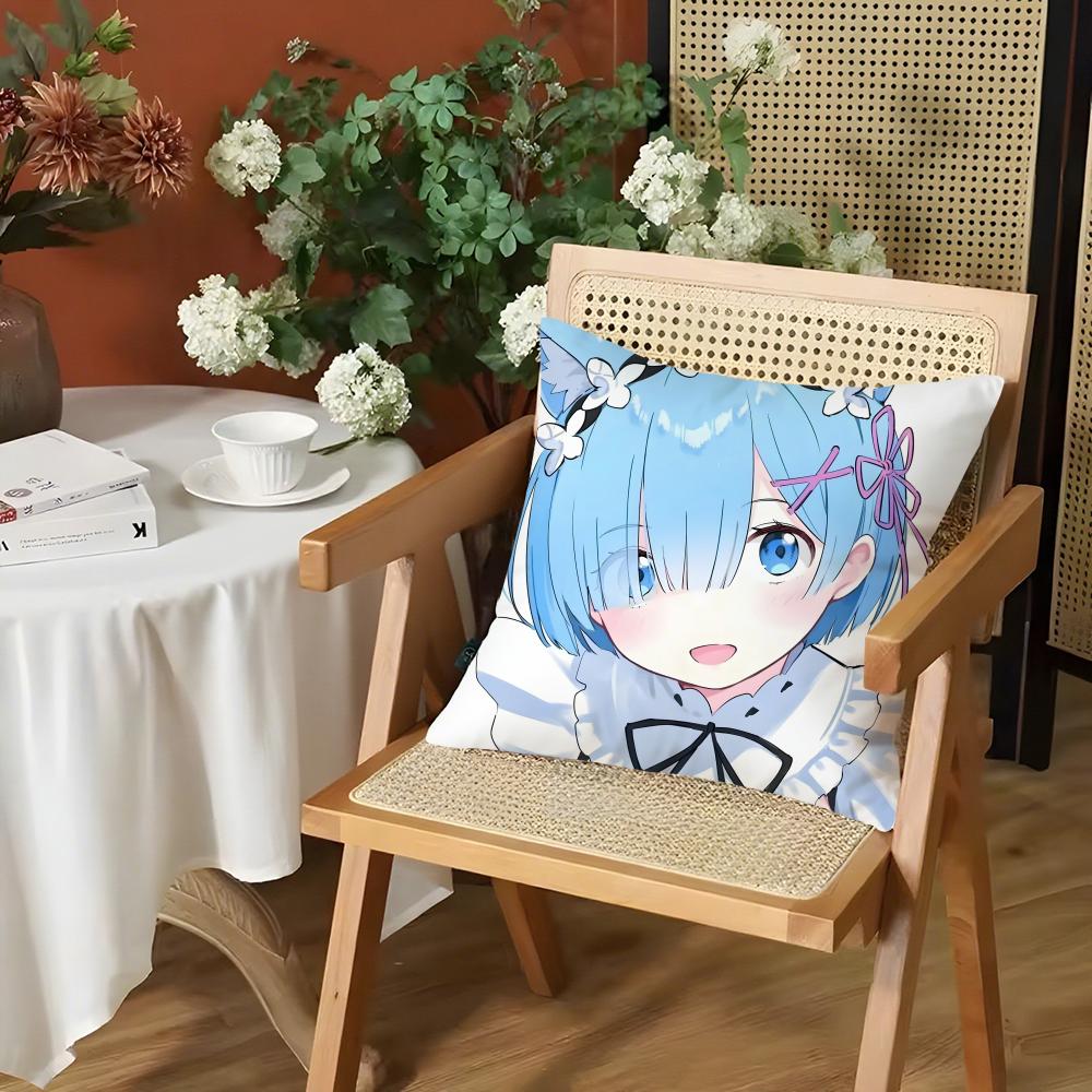 

Anime Cute RRem Cushion Cover Silky Short Plush Invisible Zipper Dustproof Sofa Pillow Case for Home Decor 30x30cm