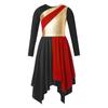 Crianças meninas manga longa brilhante metálico louvor túnica assimétrica vestido lírico traje de dança contemporânea