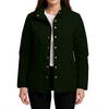 Women's Solid Color Stand-Up Collar Pleated Cotton Long Sleeve Button-Up Jacket