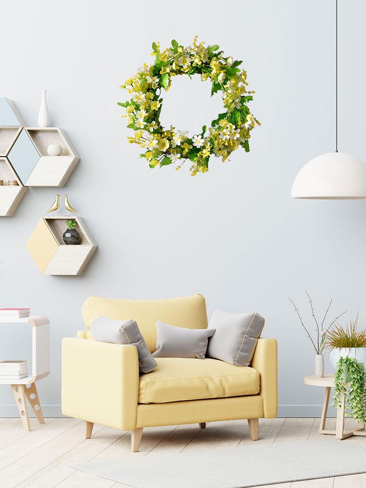 36cm Artificial Peony Wreath Faux Flower Door Wall Decor for Home Wedding
