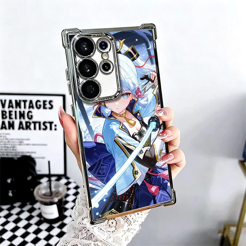 

Genshin Impact Kamisato Ayaka Plating Phone Case For Samsung Galaxy S24 S25 FE S26 Edge S23 Ultra S22 S21 Plus S20 Anti-Fall Air Samsung S25 Ultra