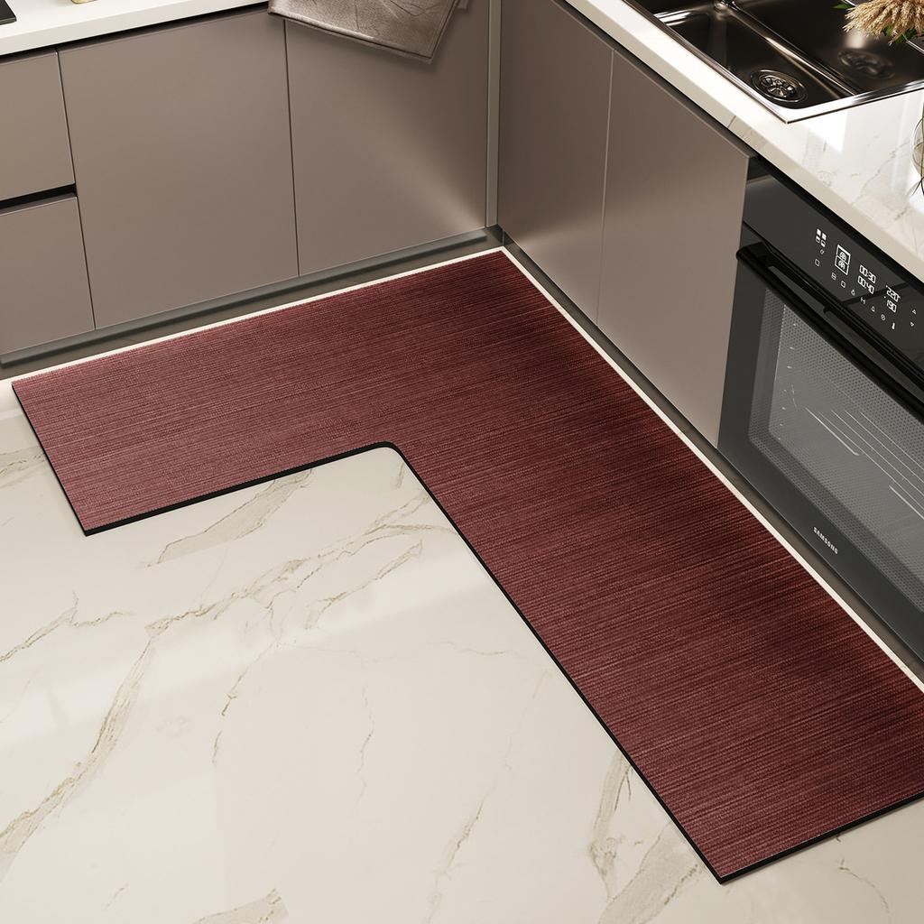 Simple And Gradual Change L-Shaped Kitchen Floor Mat, Water-Absorbing Oil-Absorbing Quick-Drying Floor Mat, Dirt-Resistant And Wear-Resistant Anti-Ski