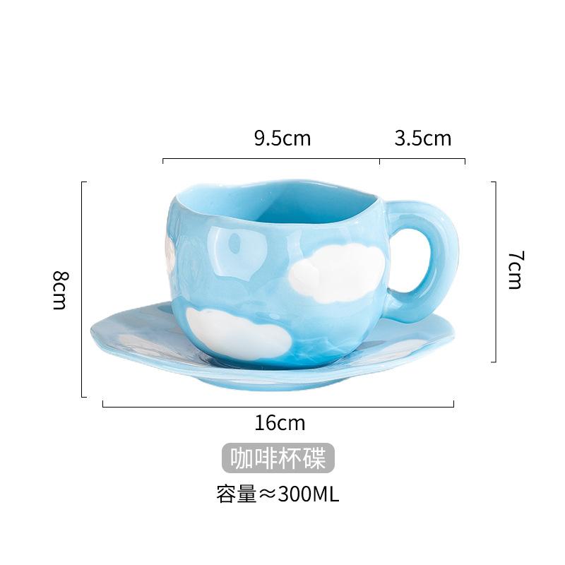 Keramické hrnky a podšálky Sada Kávové šálky Ručně mačkané Nepravidelný květ Šálek na mléčný čaj Ins Styl Ovesná snídaně Hrnky Nápojové sklo