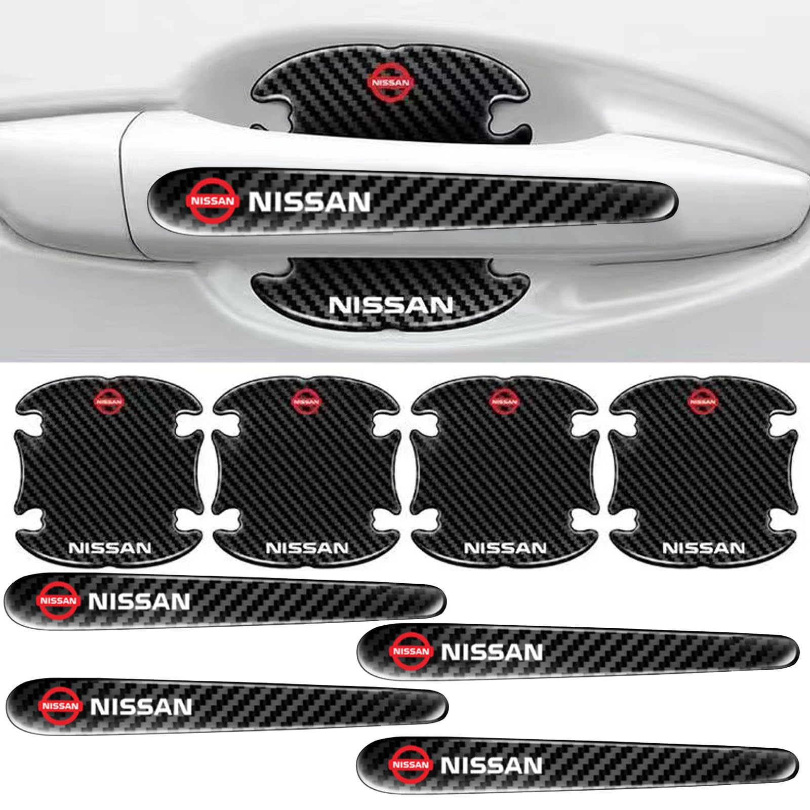 

4 Pcs Car Door Handle Protectors + 4 Car Door Handle Protectors Black Solid