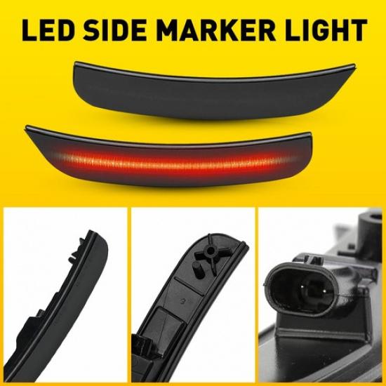 

For 2015- Chrysler 300 Red LED Front Side Markers Lights Smoked Lens 2PCS