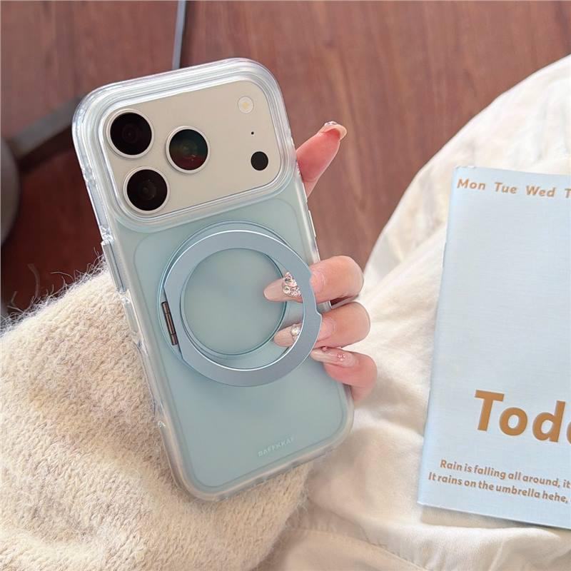 

High-End Matte Semi-Transparent Magnetic Stand Case for Apple iPhone 16 Pro Max / 15 PM / 17 15 синий