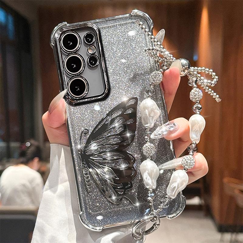 Husă Brățară Laser Fluture Placată Antishock pentru Samsung Galaxy A17 A07 A16 A26 A36 A56 A06 A15 A25 A35 A55 A14 A24 A34 A54